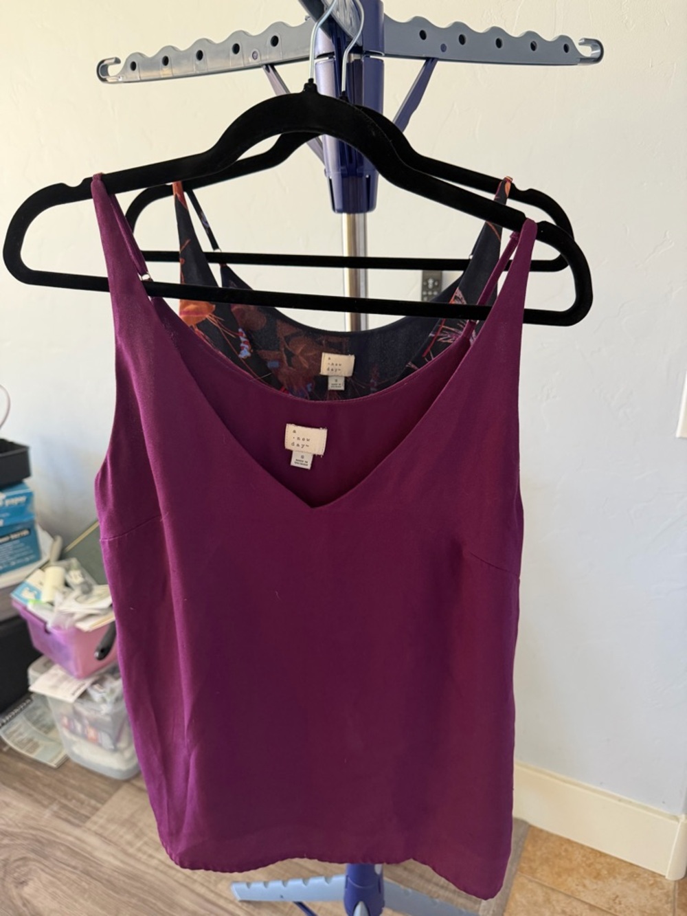 a new day Plum V-Neck Woven Cami and Navy floral bundle